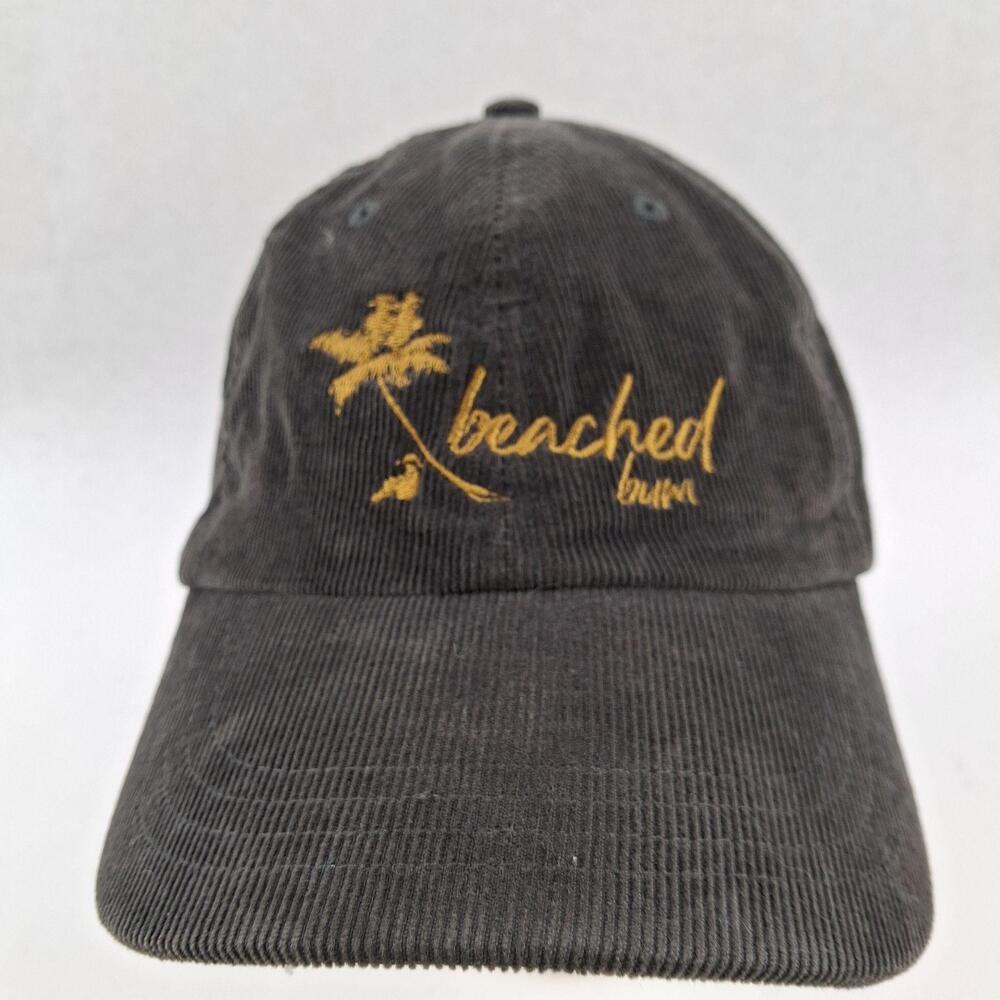 Big Accessories Hat Cap Strap Back One Size Gray Corduroy Beached Bum Palm Mens